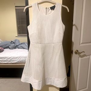 White mesh fit and flare dress